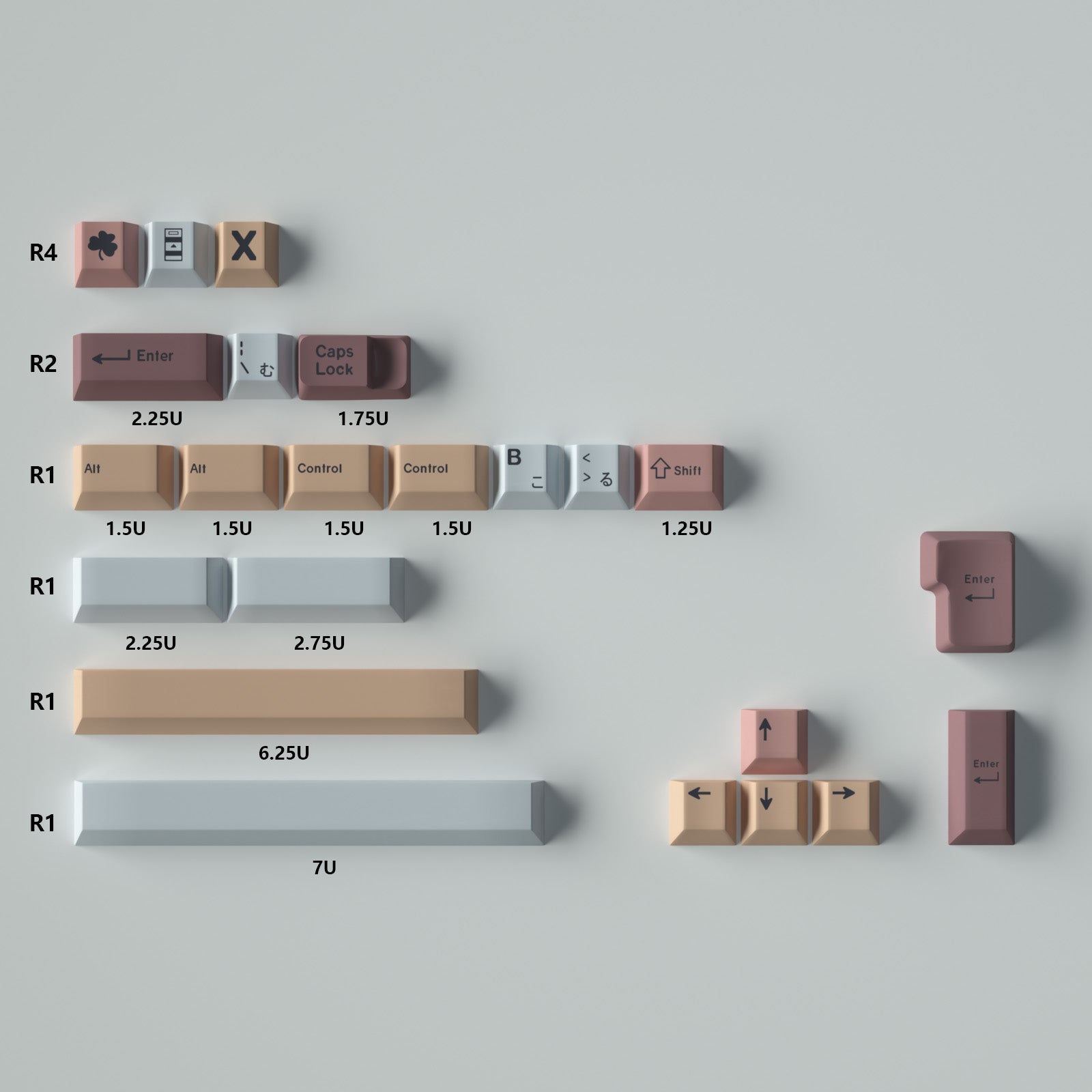 Minimalist Cherry profile PBT keycaps – kit layout 13